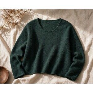 Peruvian Connection 100% Royal Alpaca Sweater Green Knit Pullover L/XL